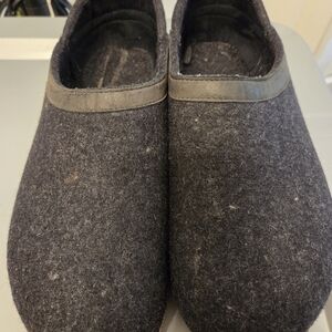 Haflinger Charcoal Wool Felt Slip-On Loafers Size 44